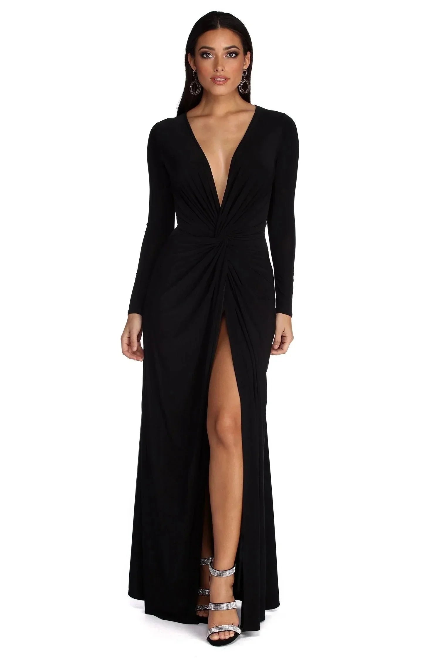 Women's Women’s V-Neck Pleated Maxi Dress | Elegant Long Evening Wear