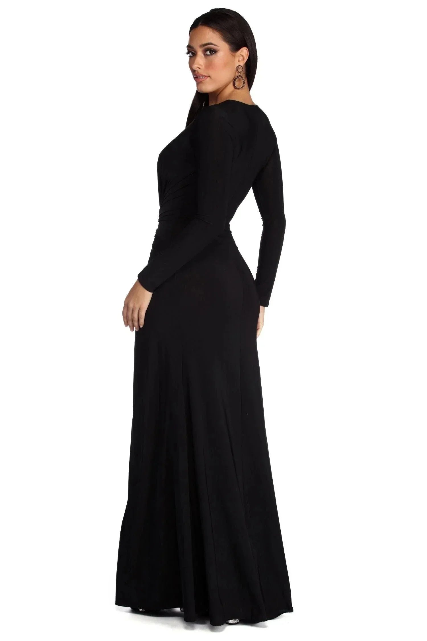 Women's Women’s V-Neck Pleated Maxi Dress | Elegant Long Evening Wear