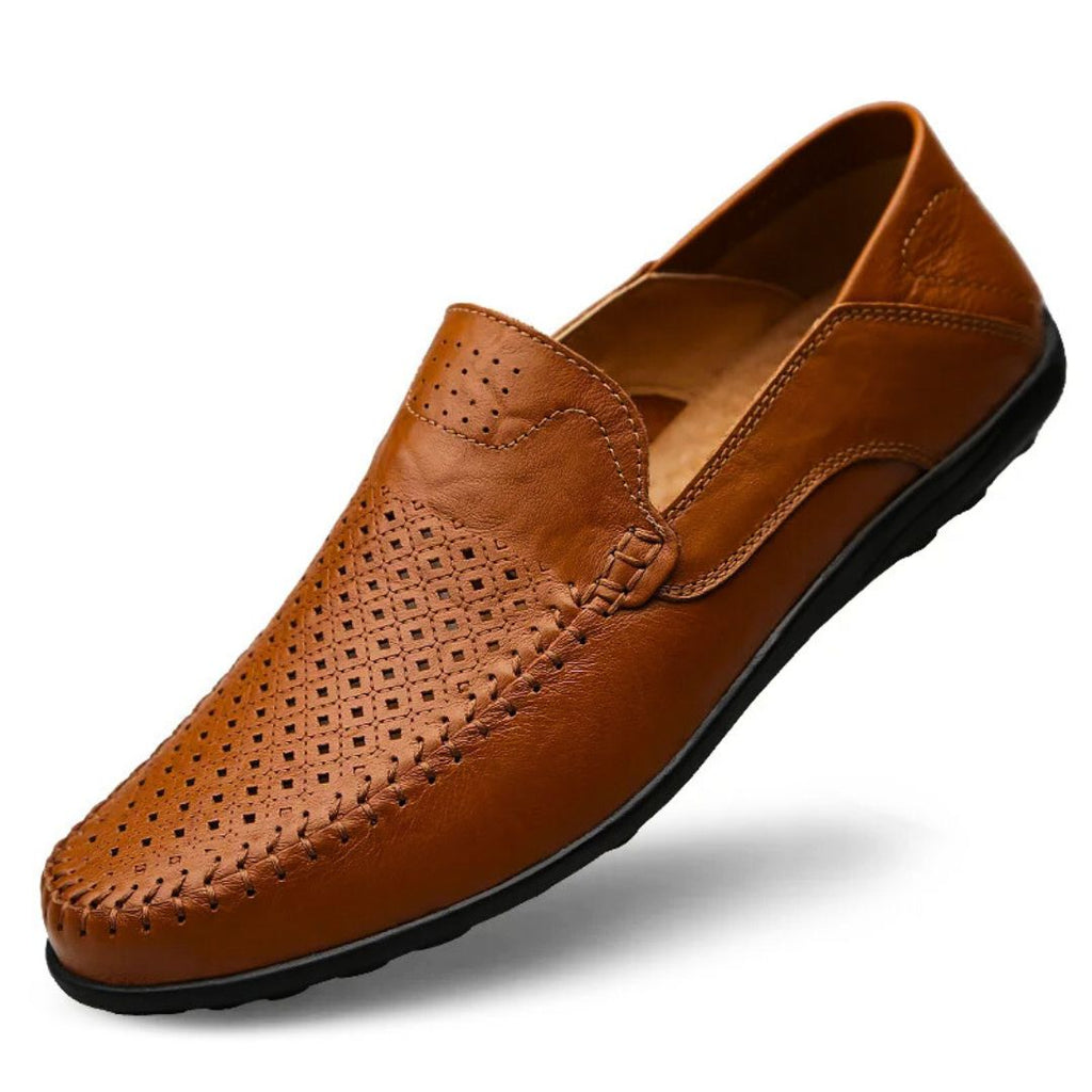 Men's Breathable Loafers - Perforated Leather Driving Shoes