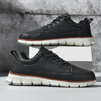 Men's Navy Leather Sneakers - Lace Up Fashion Shoes