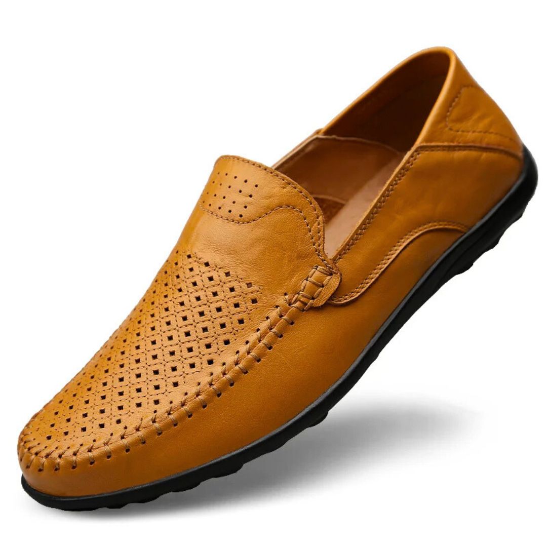 Men's Breathable Loafers - Perforated Leather Driving Shoes