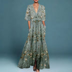 Women's Floral Maxi Dress - Flowing Romantic Gown