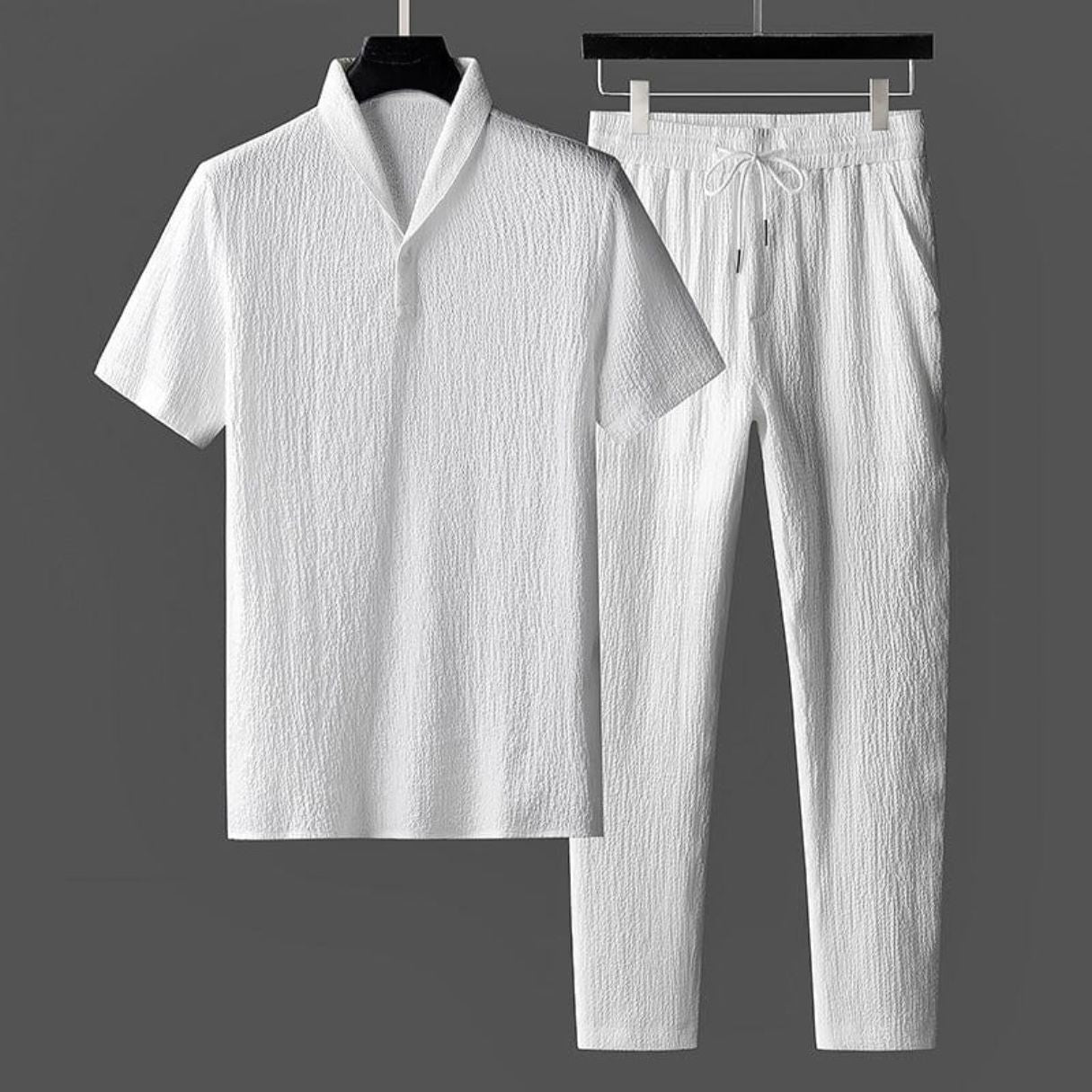 Men's Linen Set - Button Up Shirt and Pants Outfit