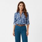 Women's Long Sleeve Graphic Print Blouse | Turn-Down Collar Shirt