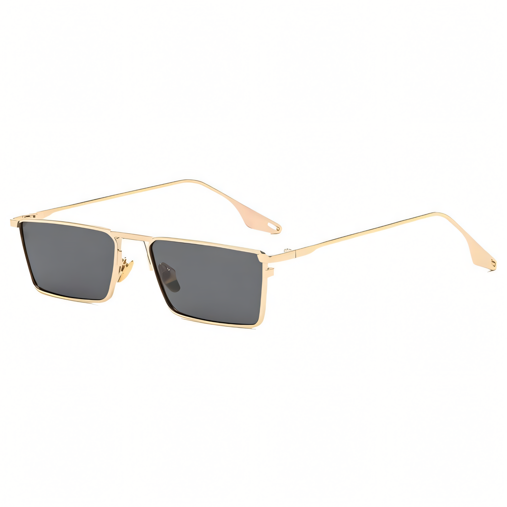 Men's Rectangular Sunglasses - Black Metal Frame Shades