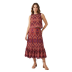 Women's Two-Piece Set | Sleeveless Top and Embroidered Midi Skirt