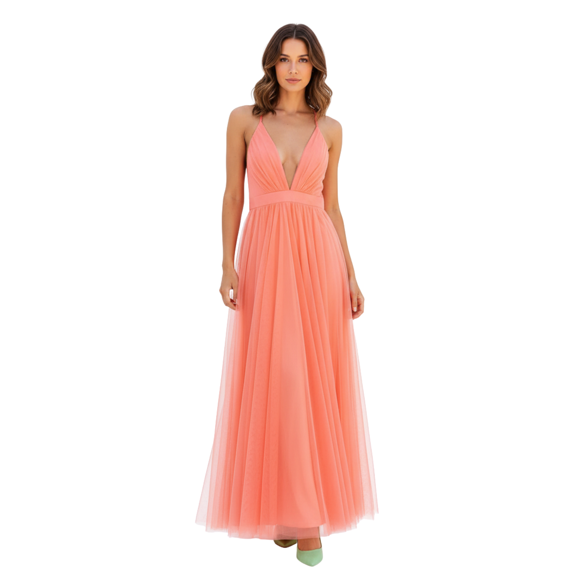 Women's Formal Maxi Dress Plunge V-Neck Sleeveless Backless Floor Length Evening Gown