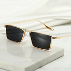Men's Rectangular Sunglasses - Black Metal Frame Shades