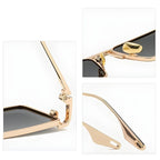 Men's Rectangular Sunglasses - Black Metal Frame Shades