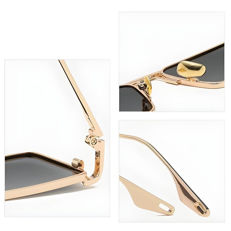 Men's Rectangular Sunglasses - Black Metal Frame Shades