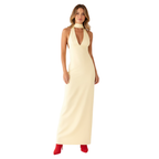 Women's Halter Neck Maxi Dress for Women Sexy Backless Boho Flowy Long Dress