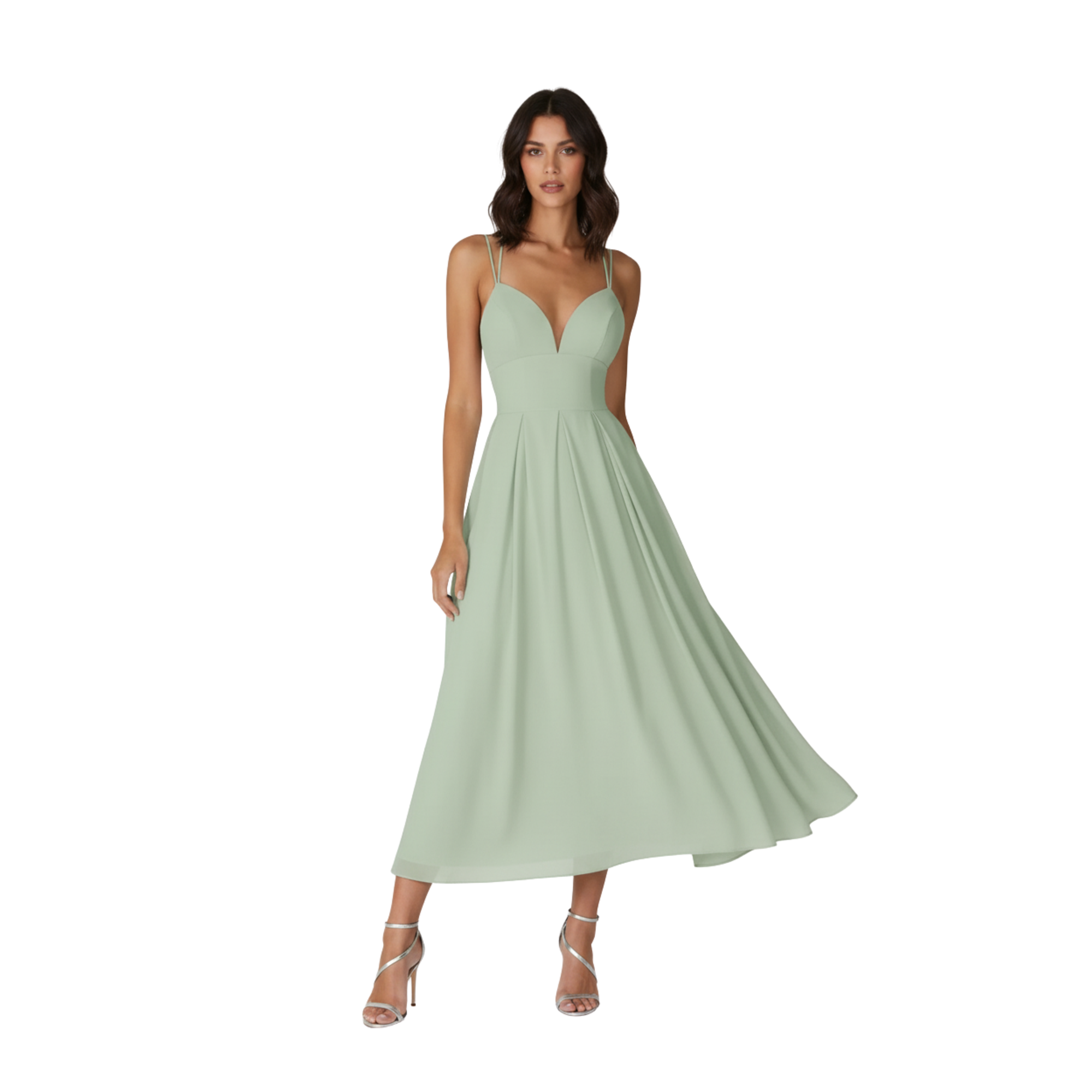 Women's V-Neck Strappy Maxi Dress - A-Line Linen Blend Gown