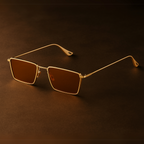 Men's Rectangular Sunglasses - Black Metal Frame Shades