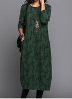 Women's Long Sleeve Dress - Casual Midi With Pockets