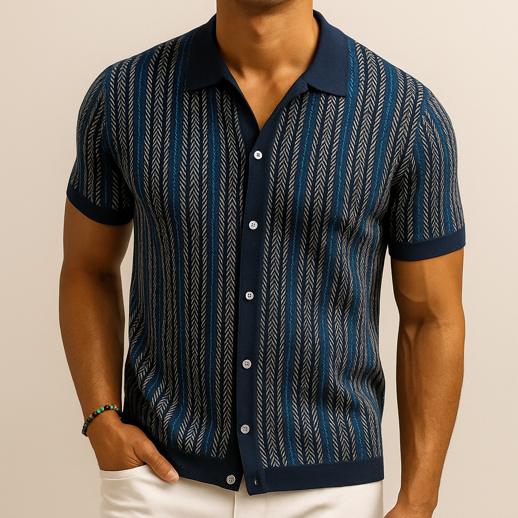 Men's Herringbone Shirt - Organic Cotton Button Up