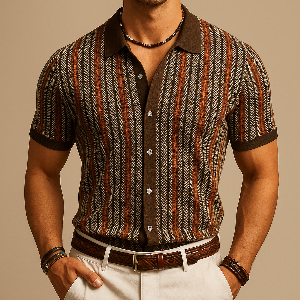 Men's Herringbone Shirt - Organic Cotton Button Up