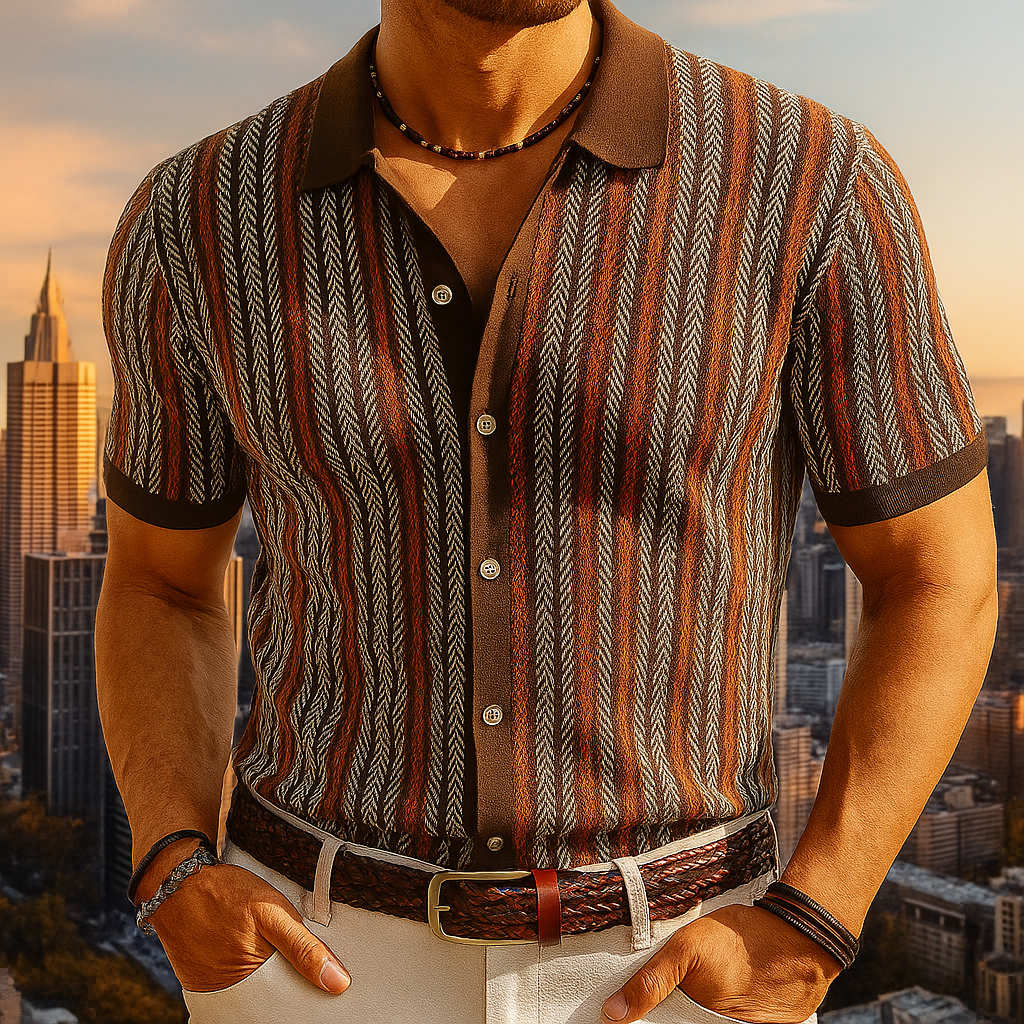 Men's Herringbone Shirt - Organic Cotton Button Up