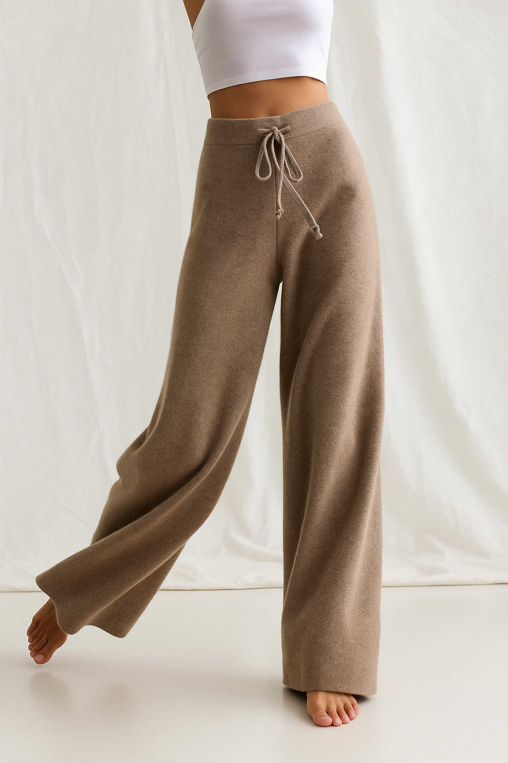 Women's Knit Lounge Set - Sweater and Wide Leg Pants