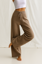 Women's Knit Lounge Set - Sweater and Wide Leg Pants