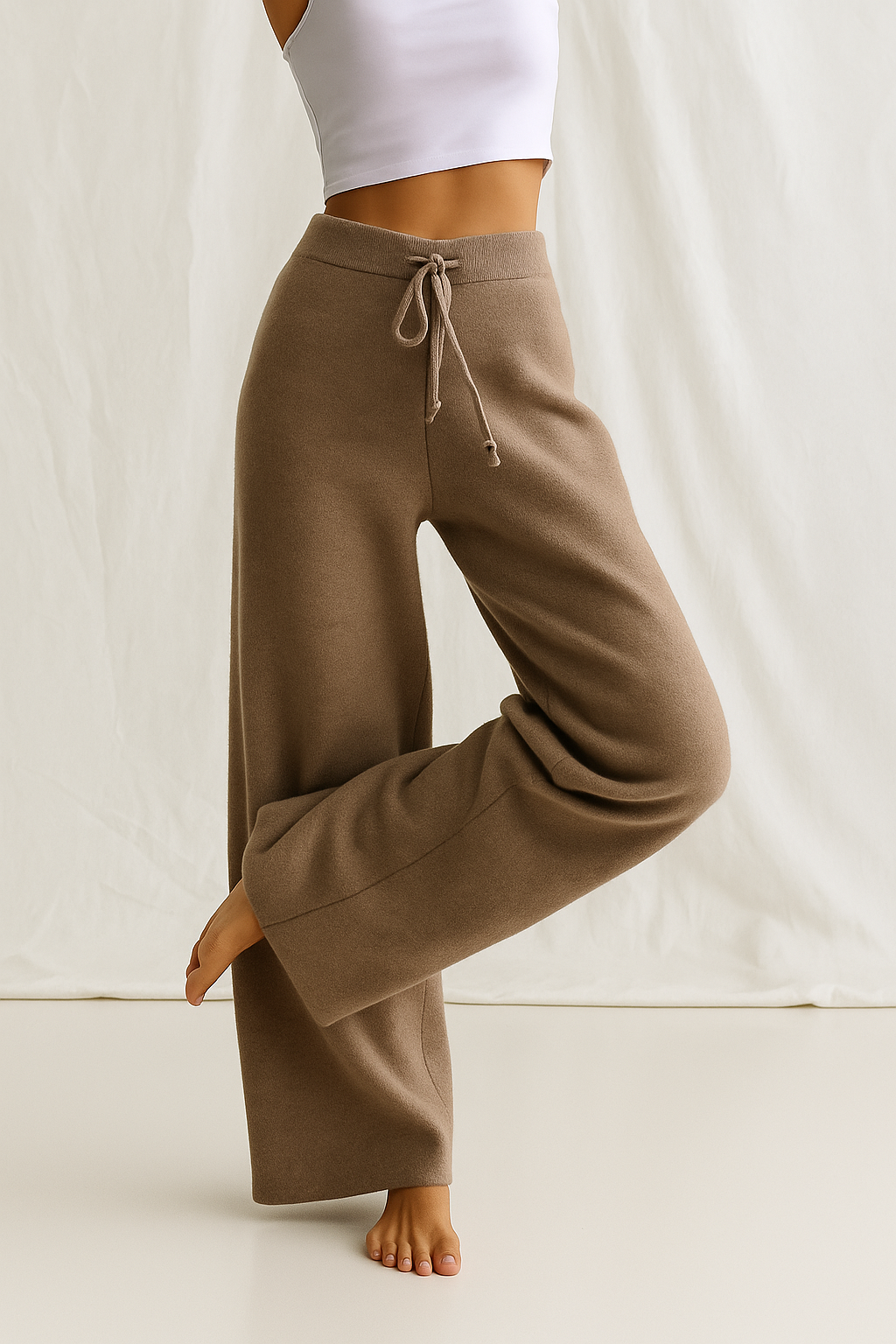 Women's Knit Lounge Set - Sweater and Wide Leg Pants