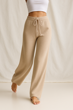 Women's Knit Lounge Set - Sweater and Wide Leg Pants