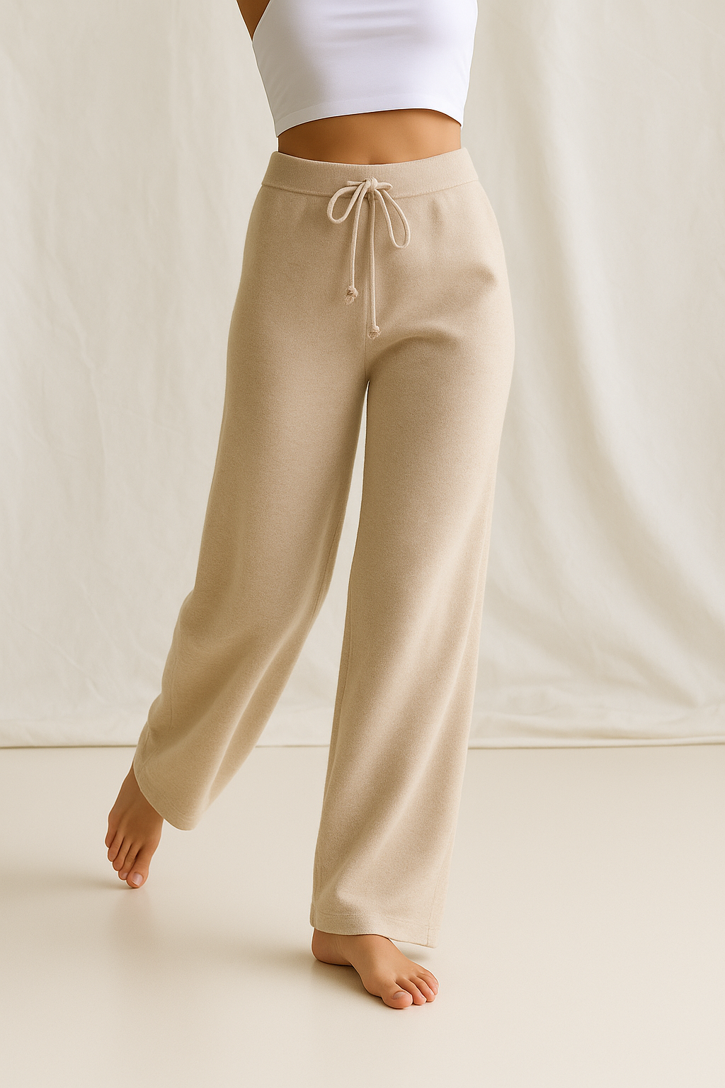 Women's Knit Lounge Set - Sweater and Wide Leg Pants
