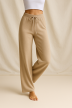 Women's Knit Lounge Set - Sweater and Wide Leg Pants
