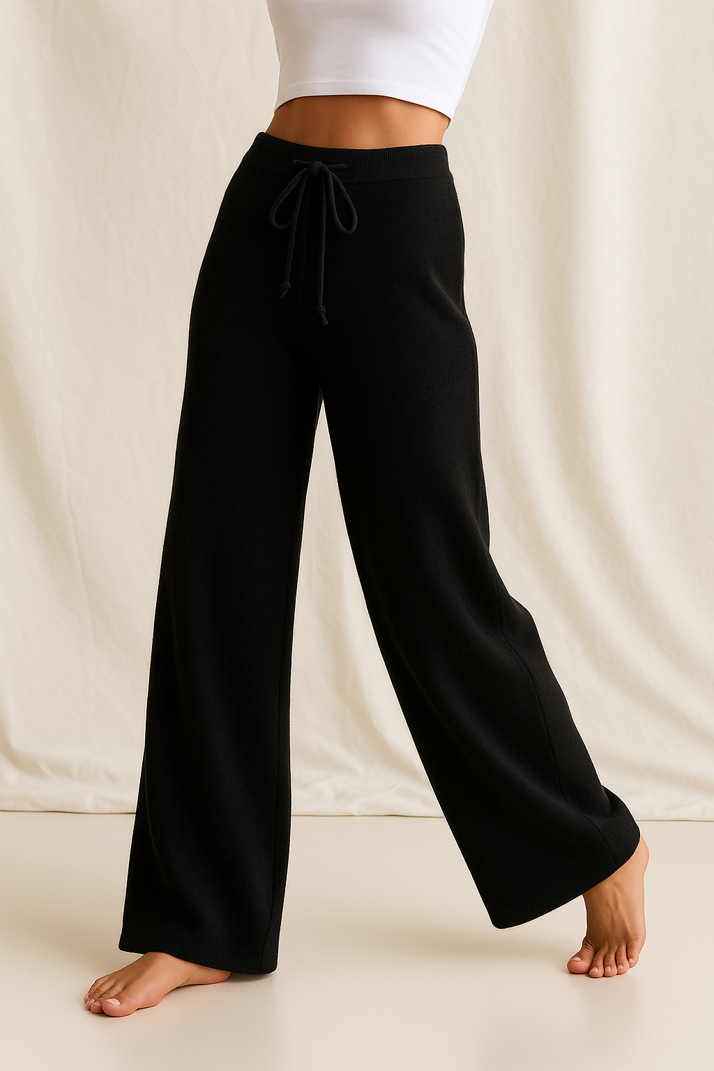 Women's Knit Lounge Set - Sweater and Wide Leg Pants