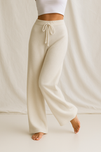 Women's Knit Lounge Set - Sweater and Wide Leg Pants