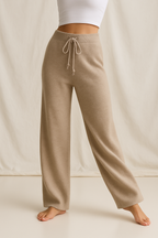 Women's Knit Lounge Set - Sweater and Wide Leg Pants