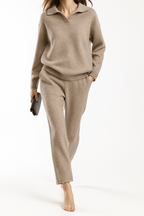 Women's Knit Set - Polo Top and Pants Matching Outfit