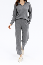 Women's Knit Set - Polo Top and Pants Matching Outfit
