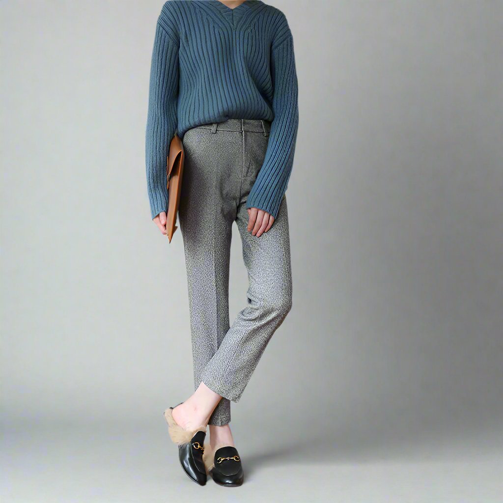 Women's Wool Trousers - Tailored High Waist Pants
