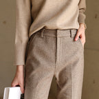 Women's Wool Trousers - Tailored High Waist Pants
