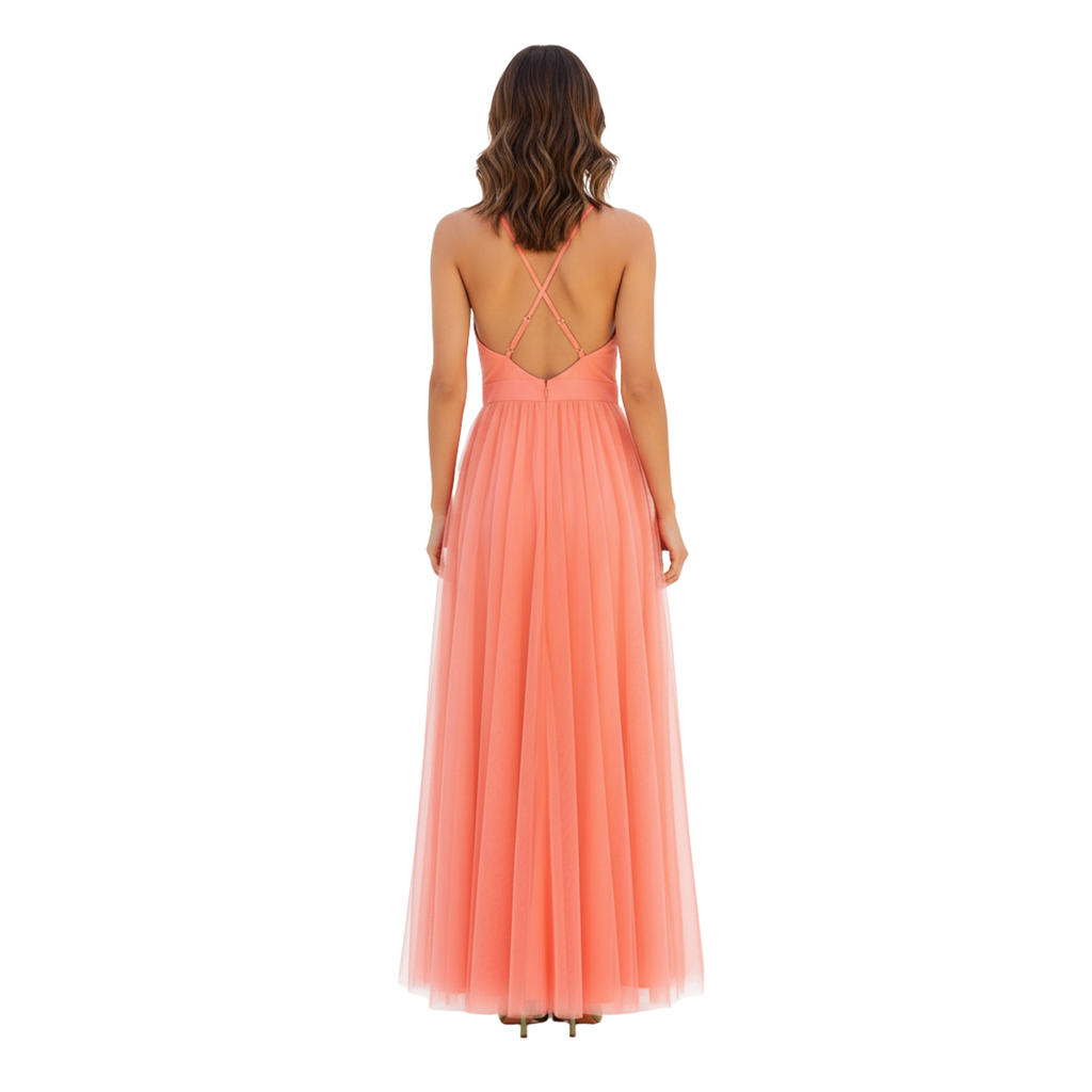 Women's Formal Maxi Dress Plunge V-Neck Sleeveless Backless Floor Length Evening Gown