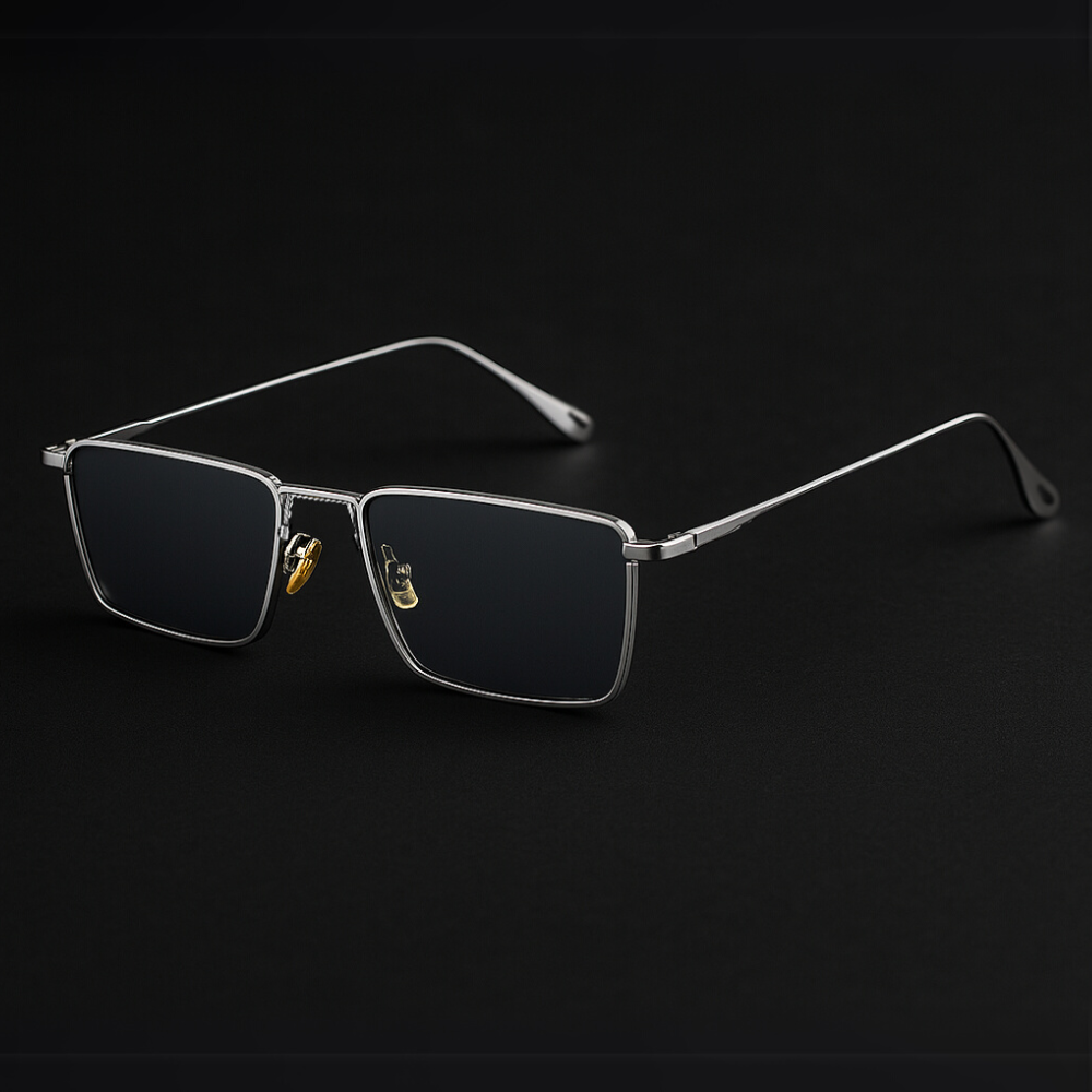 Men's Rectangular Sunglasses - Black Metal Frame Shades