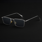 Men's Rectangular Sunglasses - Black Metal Frame Shades