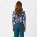 Women's Long Sleeve Graphic Print Blouse | Turn-Down Collar Shirt
