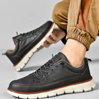 Men's Navy Leather Sneakers - Lace Up Fashion Shoes