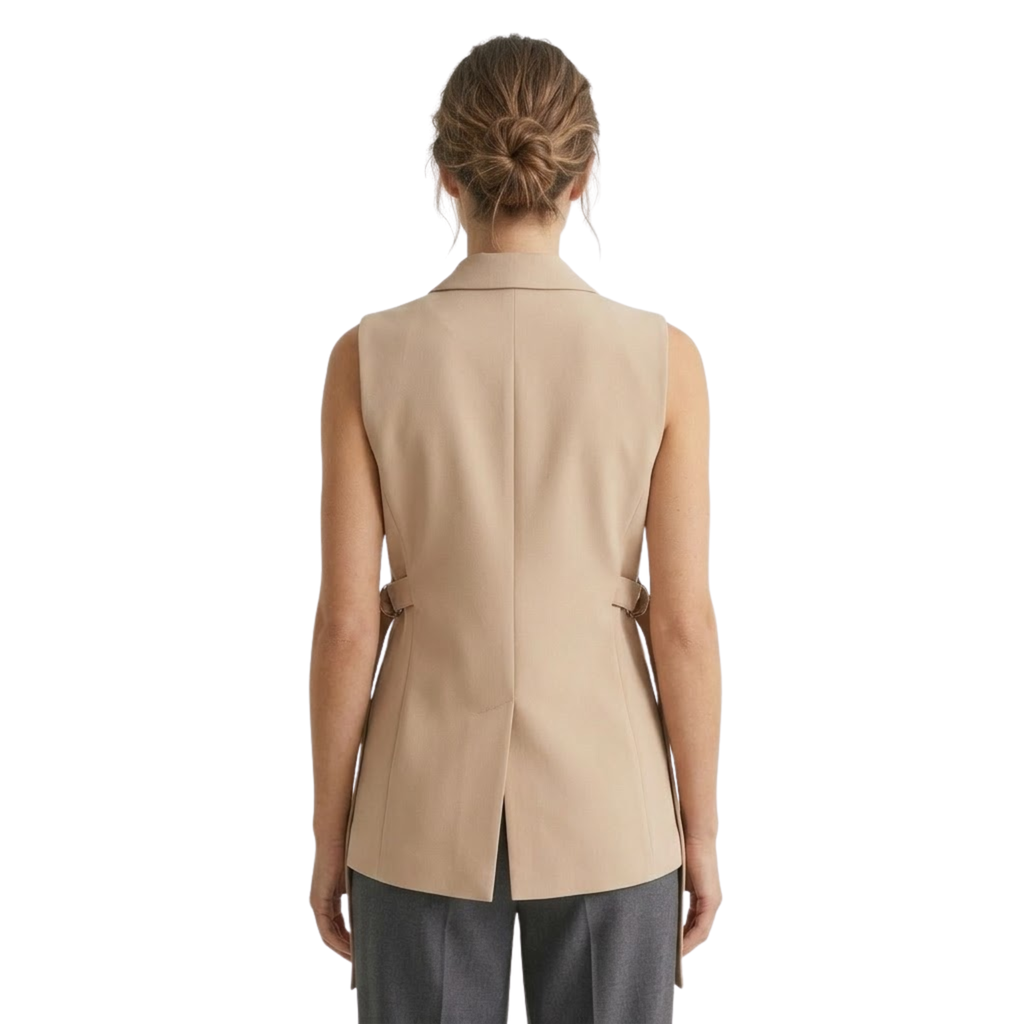 Women's Sleeveless Button Suit Vest | Side Slit Tailored Waistcoat