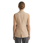 Women's Sleeveless Button Suit Vest | Side Slit Tailored Waistcoat