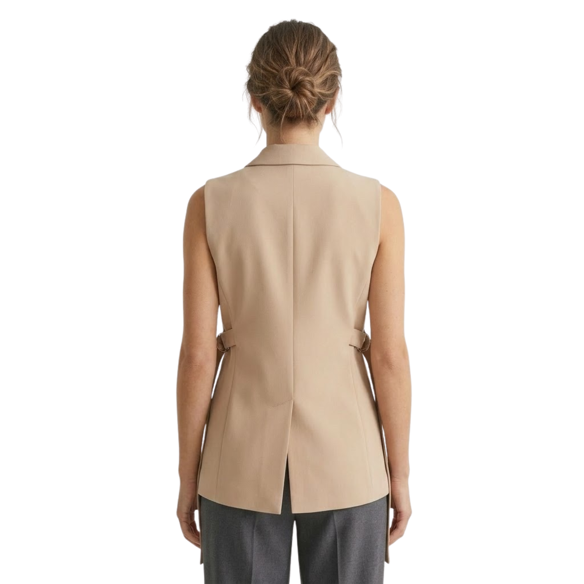 Women's Sleeveless Button Suit Vest | Side Slit Tailored Waistcoat