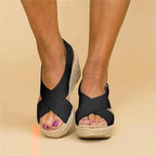 Women's Wedge Espadrilles - Crossover Strap Summer Sandals