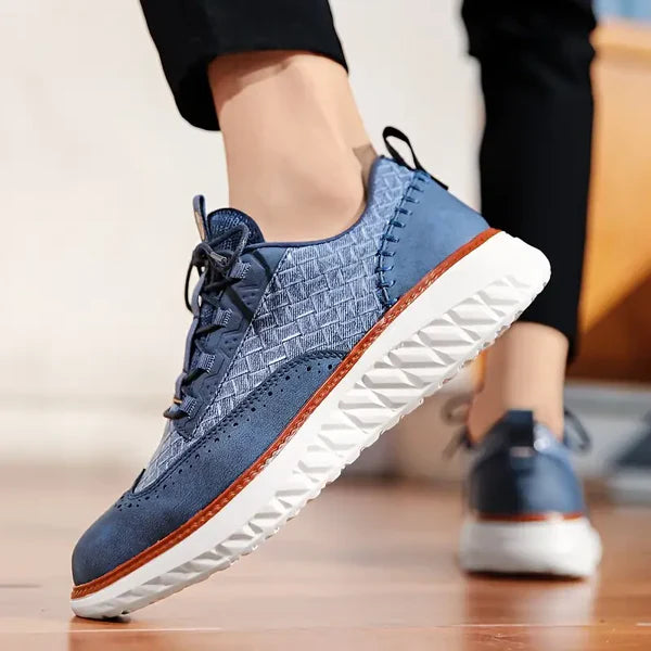 Men's Leather Sneakers - Orthopedic Low Top Trainers