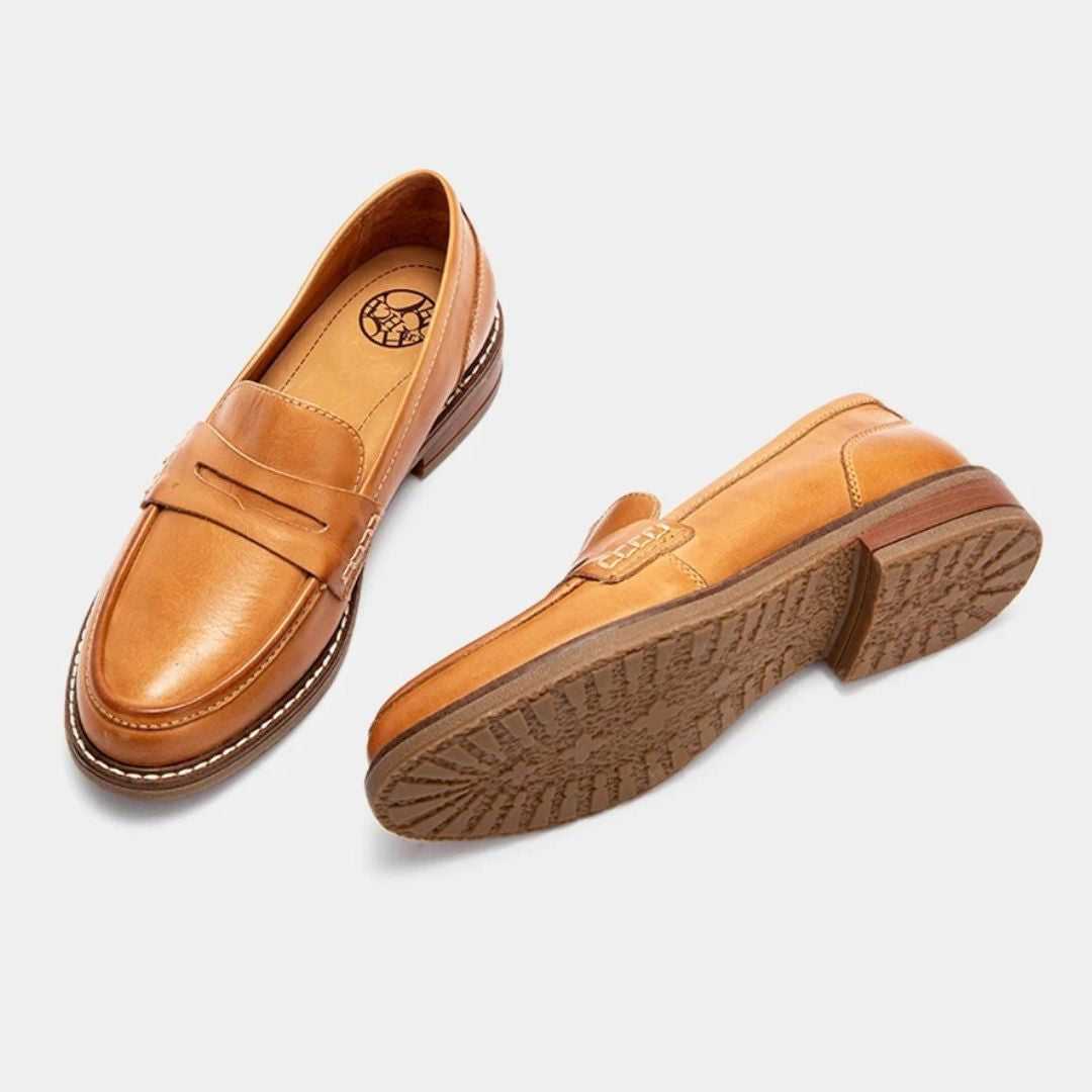 Women's Leather Loafers - Comfort Casual Walking Shoes