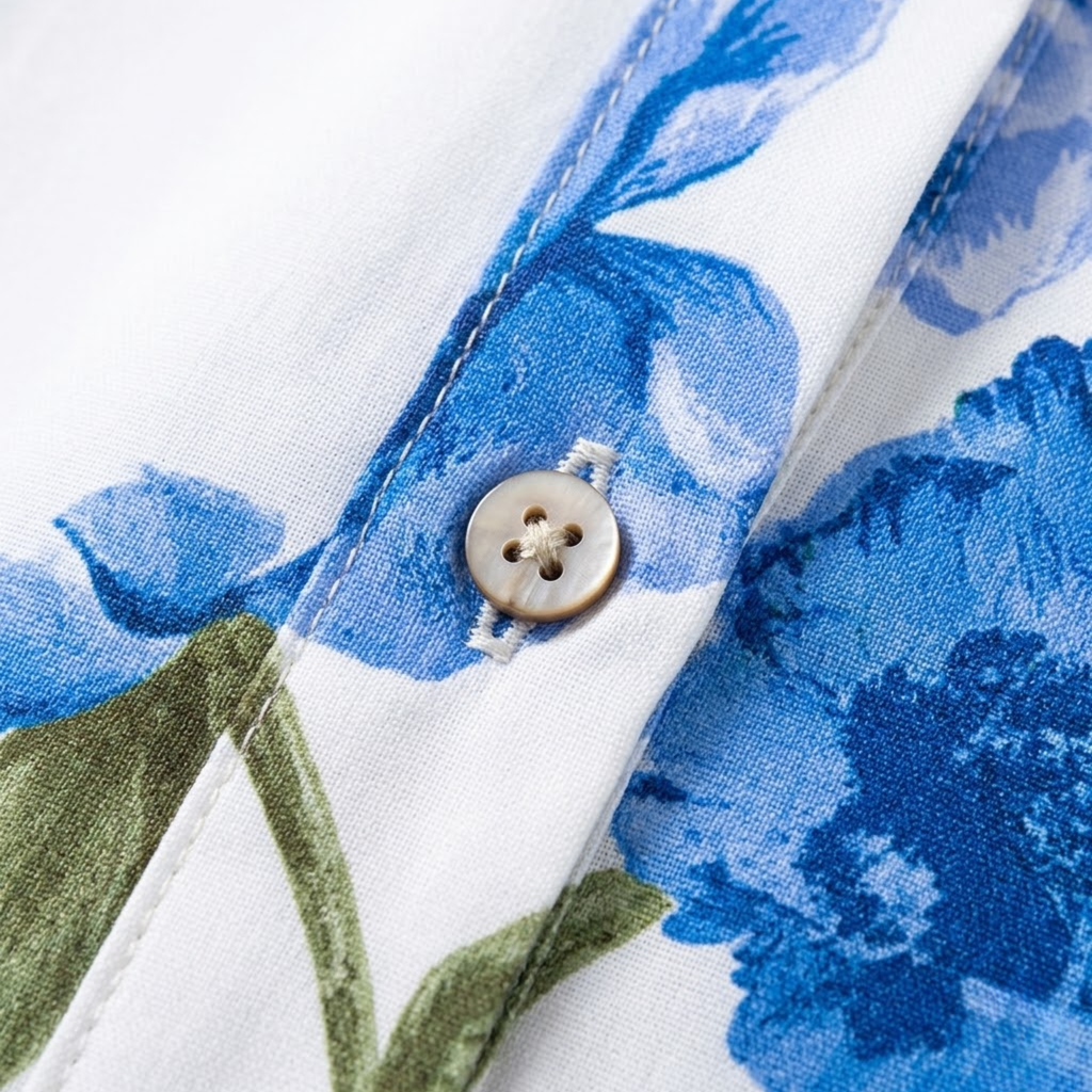 Women's Floral Poplin Shirt | Puff Sleeve Lapel Collar Blouse