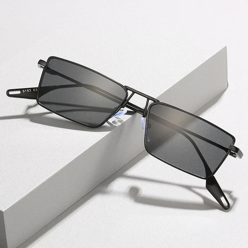 Men's Rectangular Sunglasses - Black Metal Frame Shades