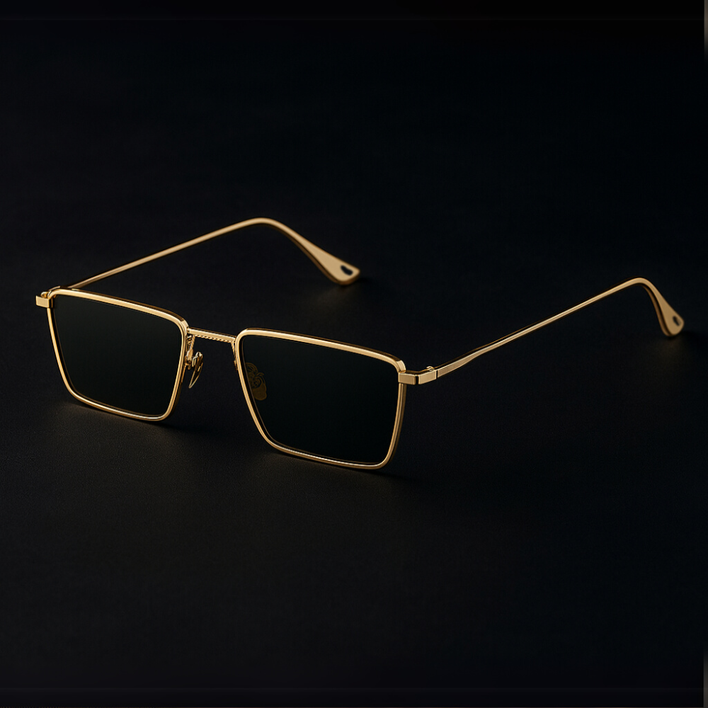 Men's Rectangular Sunglasses - Black Metal Frame Shades