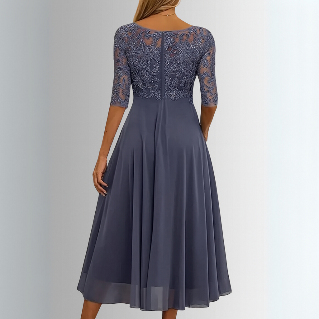Women's Lace Dress - Short Sleeve Cocktail Dress