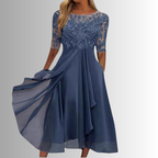 Women's Lace Dress - Short Sleeve Cocktail Dress